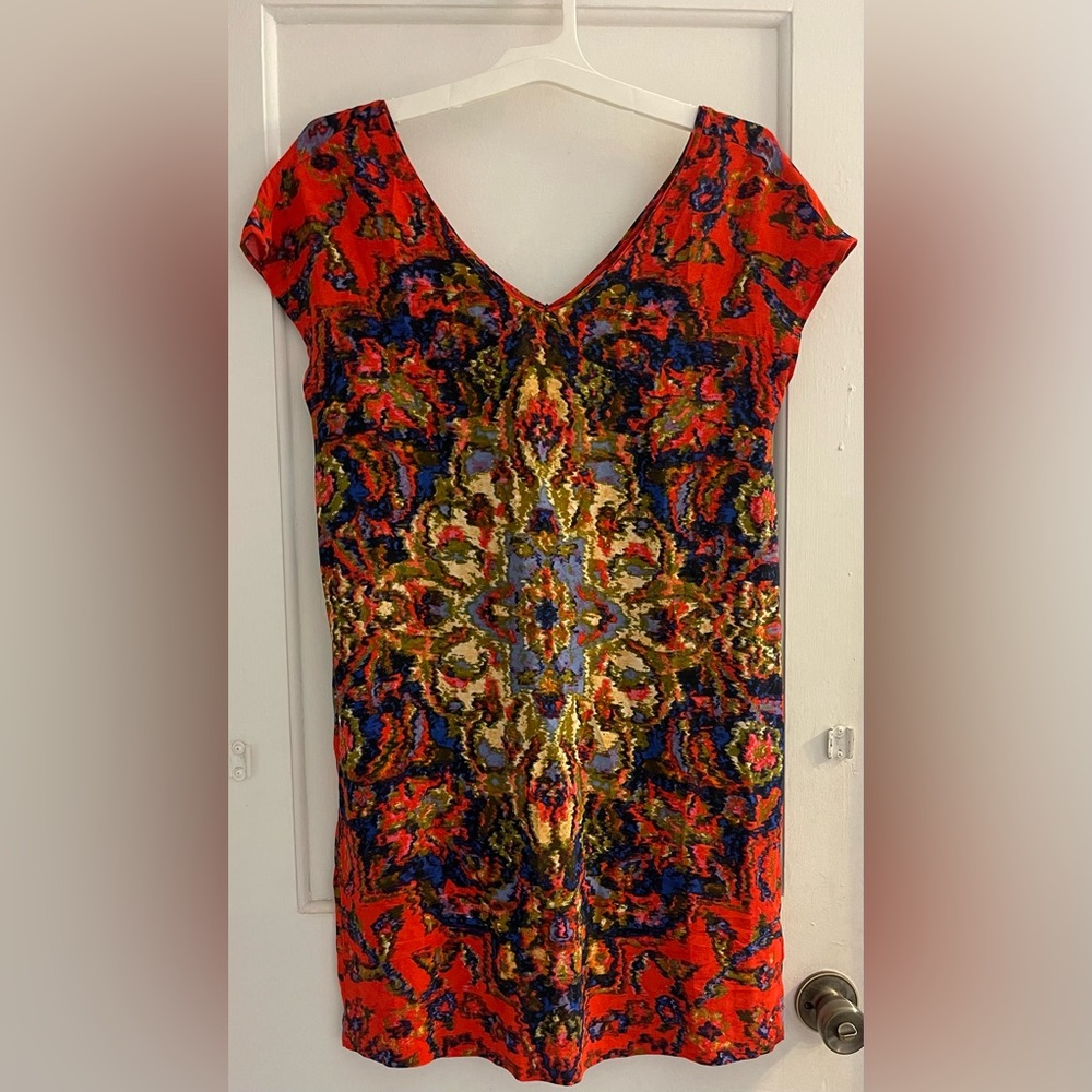 Anthropologie Maeve Watercolor Medallion Shift Dress